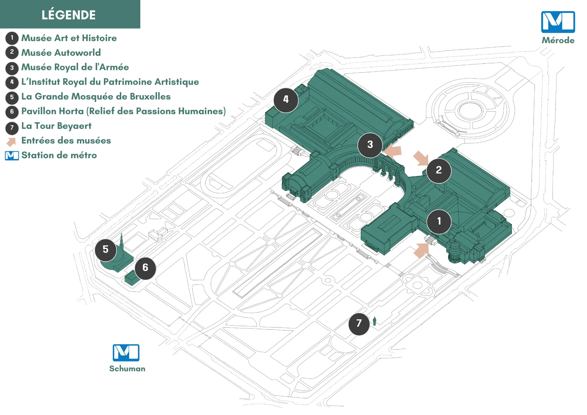 Plan du site du Cinquantenaire